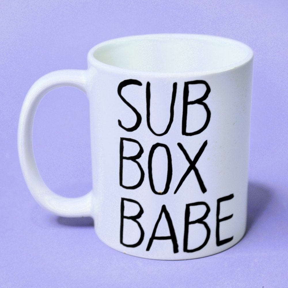"SUB BOX BABE" White Ceramic Coffee Mug